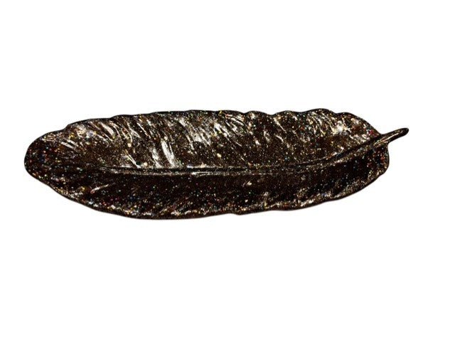 Vide - poche en forme de feuille couleur unie pailleté - Créations Joha