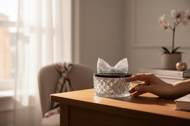 Coffret boucle avec intégration de feuilles métalliques - Créations Joha