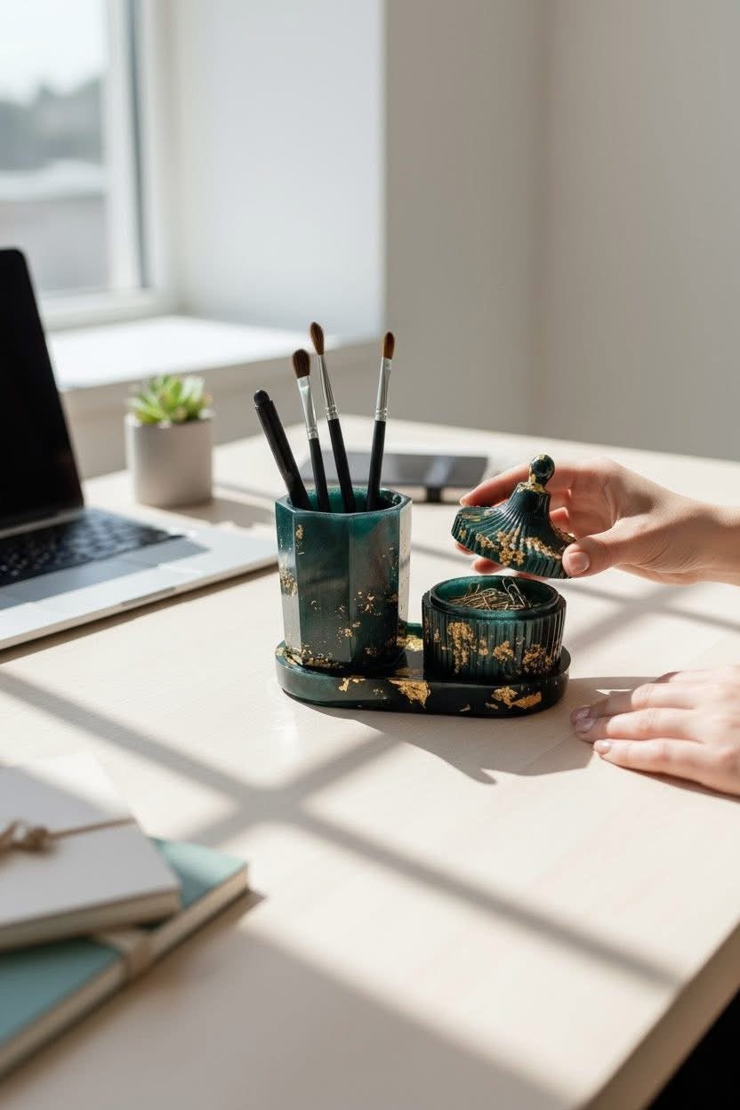 Ensemble coffret pour salle de bain ou le bureau - Créations Joha