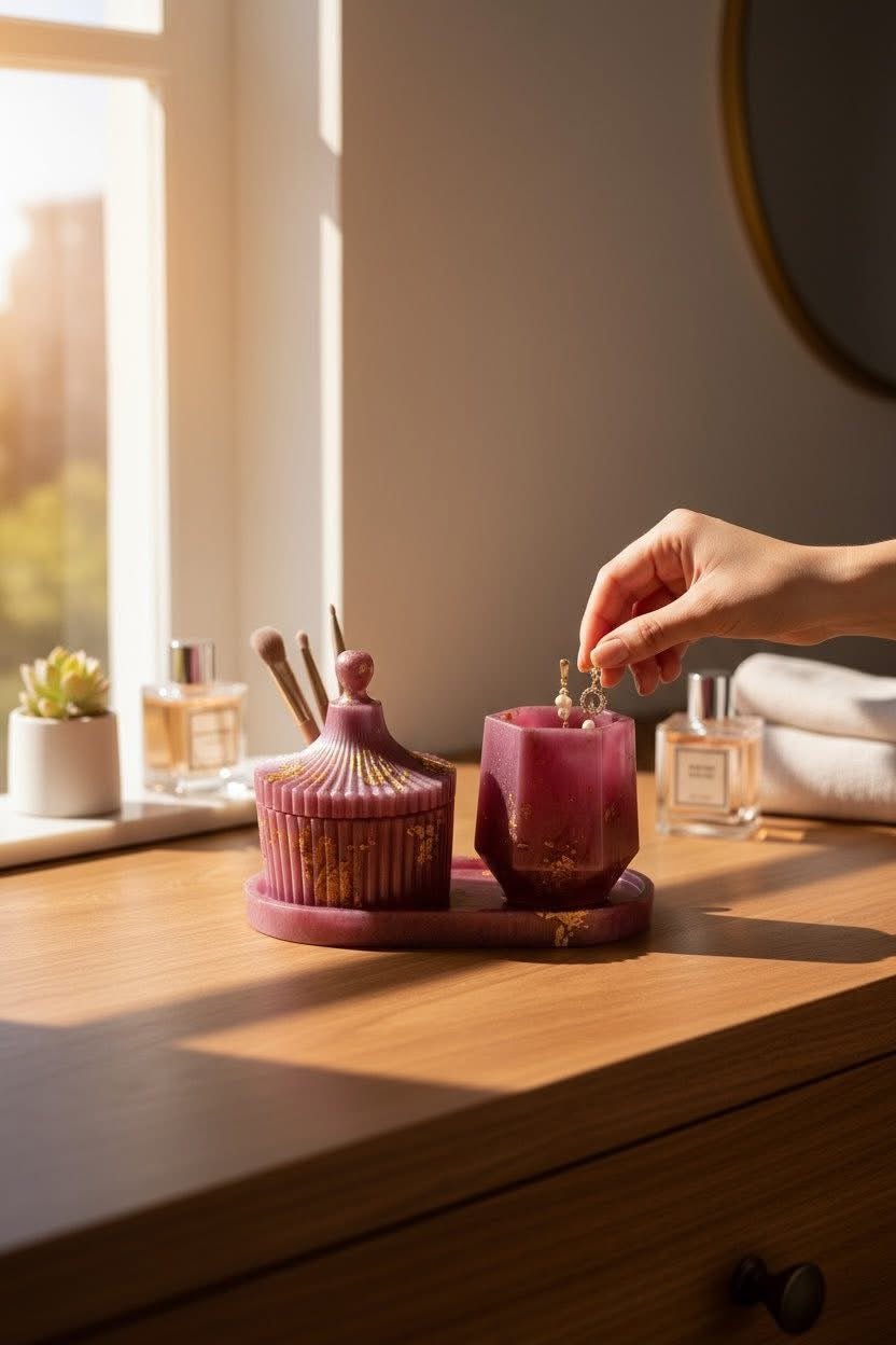Ensemble coffret pour salle de bain ou le bureau - Créations Joha