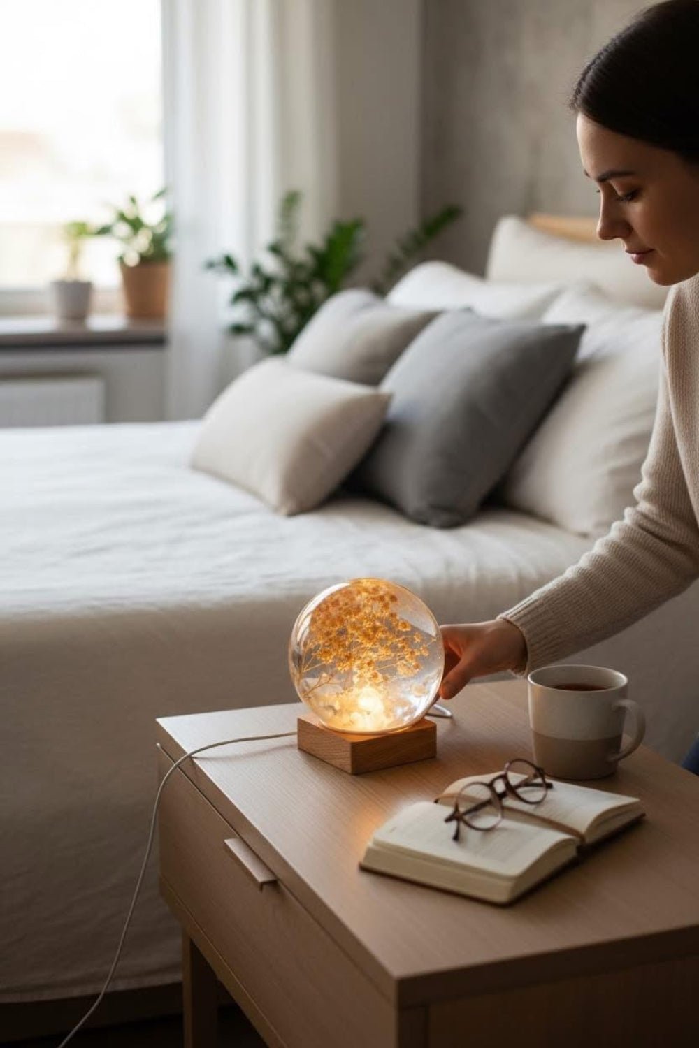Lampe sphère florale - Créations Joha