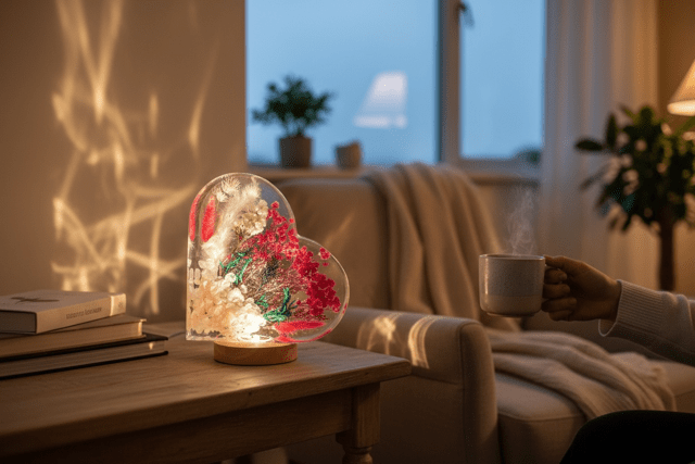 Lampe florale coeur - Créations Joha