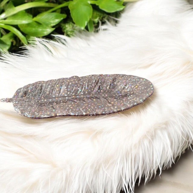 Vide - poche en forme de feuille couleur unie pailleté - Créations Joha